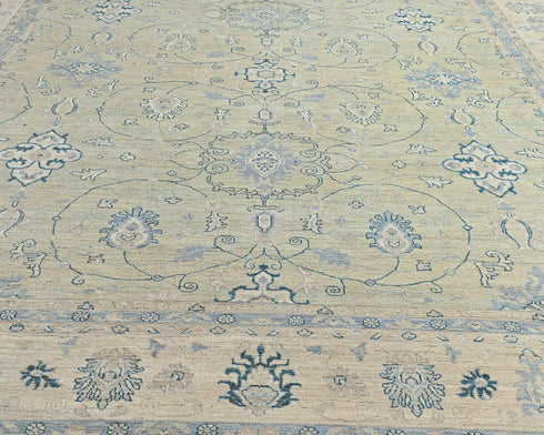 12x15 Zeigler Muted Gray Afghan Hand Knotted Wool Area Rug